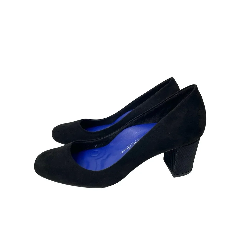 Antonia Saint NY All Day and Night suede block heel pumps Size 7.5B black